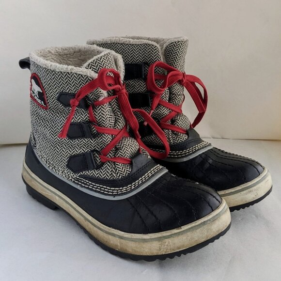 Sorel Tivoli Houndstooth Womens Insulated Waterproof Short Snow Winter Boot Sz 7 - Picture 1 of 7